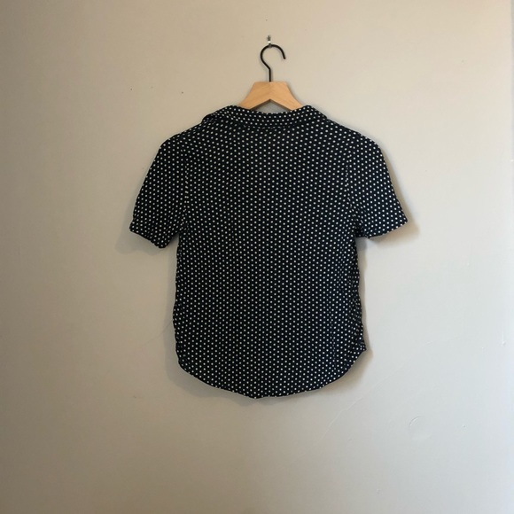 Rewind Navy Polka Dot Button Crop Top - Picture 4 of 7